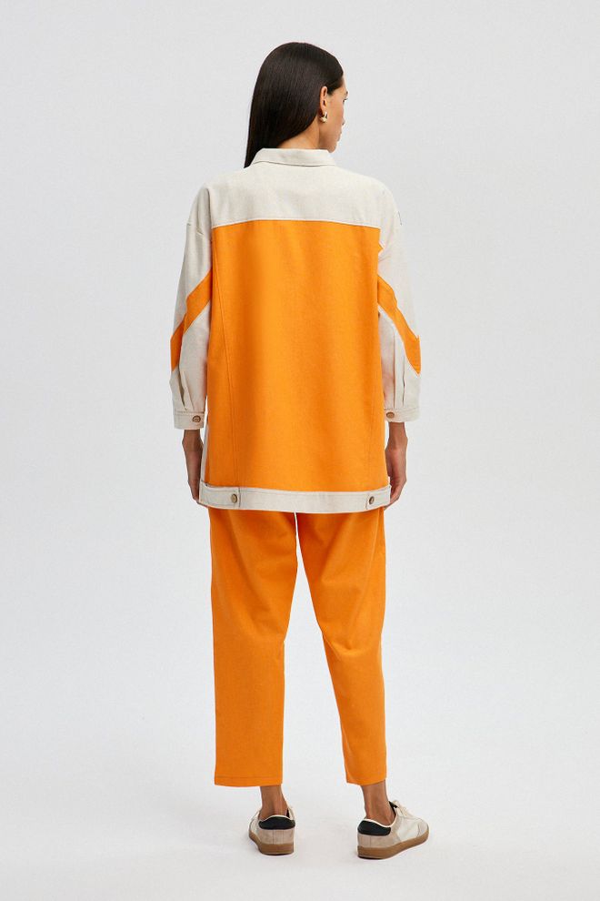 Touche Prive Orange Casual Streetwear Jacket With Flap Pockets Wholesale Clothing Casual