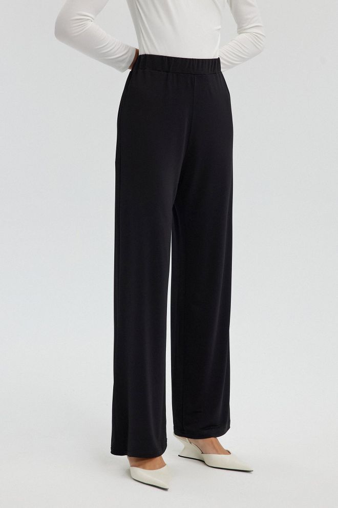 Touche Prive Black Palazzo Pants Wide Leg Pull On Wholesale Clothing Casual