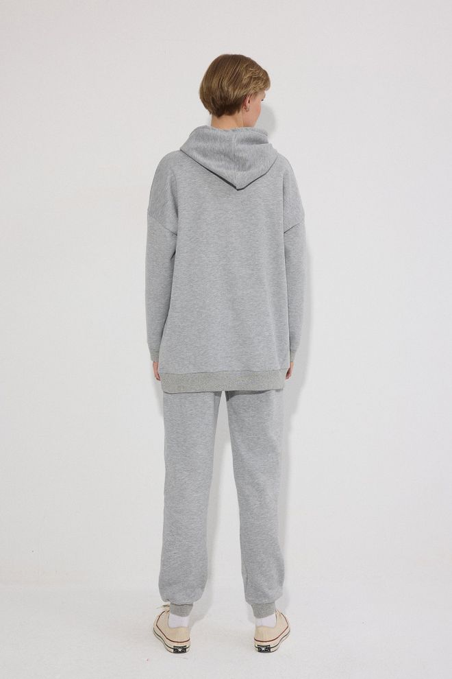 Touche Prive Grey Oversized Sport Tracksuit With Kangaroo Pocket Wholesale Clothing Sport