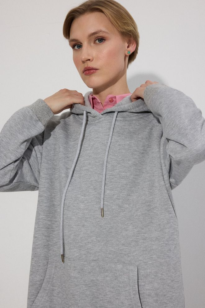 Touche Prive Grey Oversized Sport Tracksuit With Kangaroo Pocket Wholesale Clothing Casual