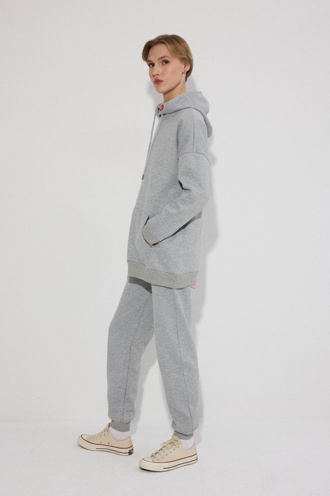 Touche Prive Grey Oversized Sport Tracksuit With Kangaroo Pocket Wholesale Clothing Spring
