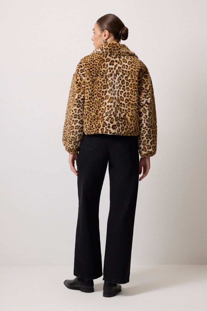 Touche Prive Brown Oversized Animal Print Fur Puffer Coat Wholesale Clothing Vintage