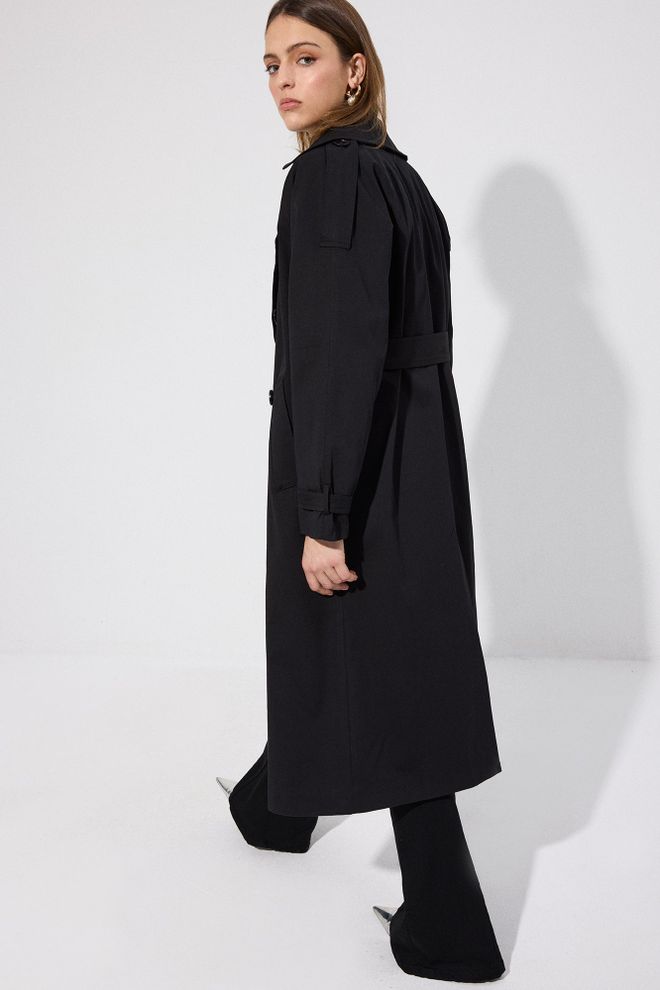 Touche Prive Black Trenchcoat Elegant Single Breasted Buttoned Wholesale Clothing Vintage