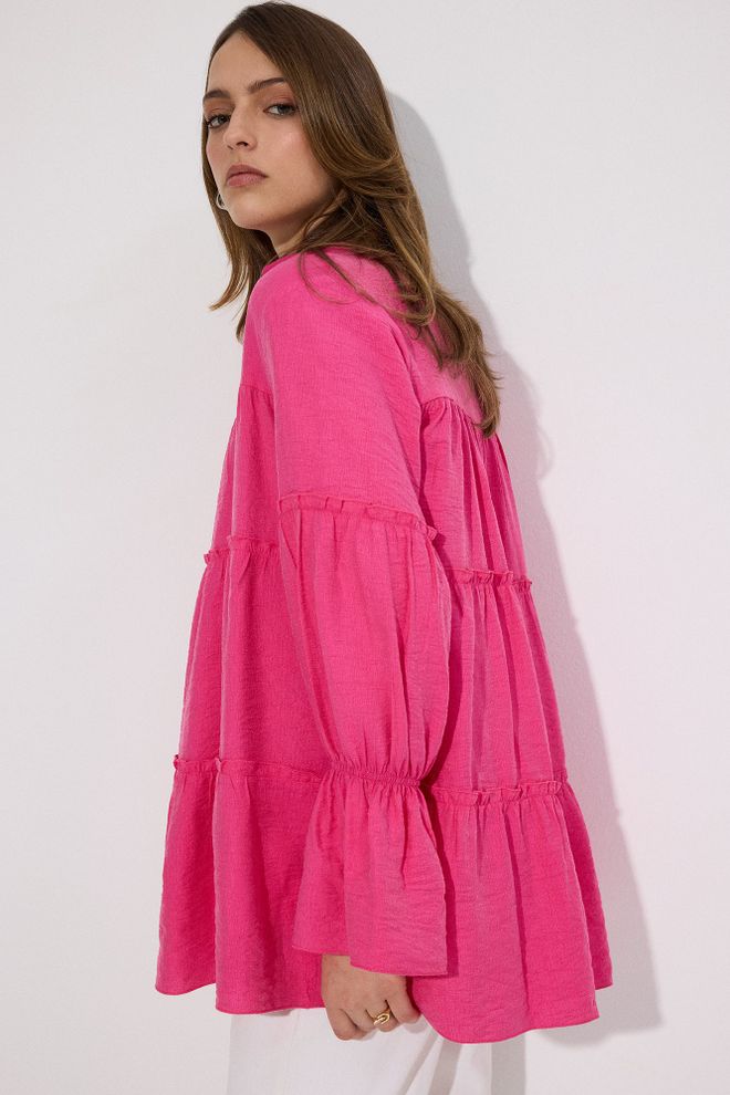 Touche Prive Туника Фуксия Повседневная Бохо Оверсайз Оптовая продажа одежды Скромный