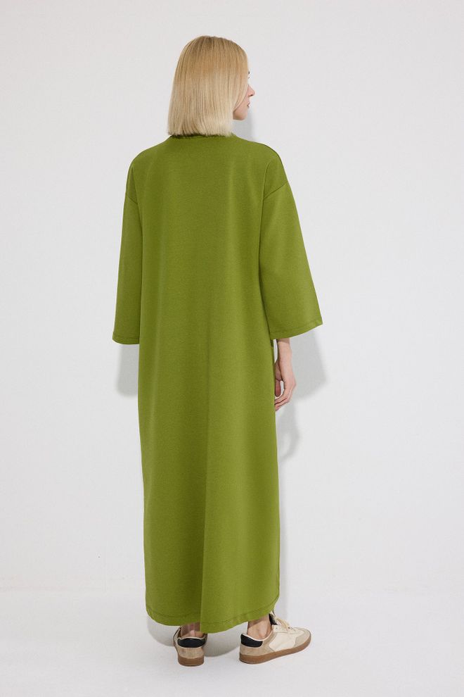 Touche Prive Green Maxi Sweater Dress With 3/4 Sleeves Wholesale Clothing 5