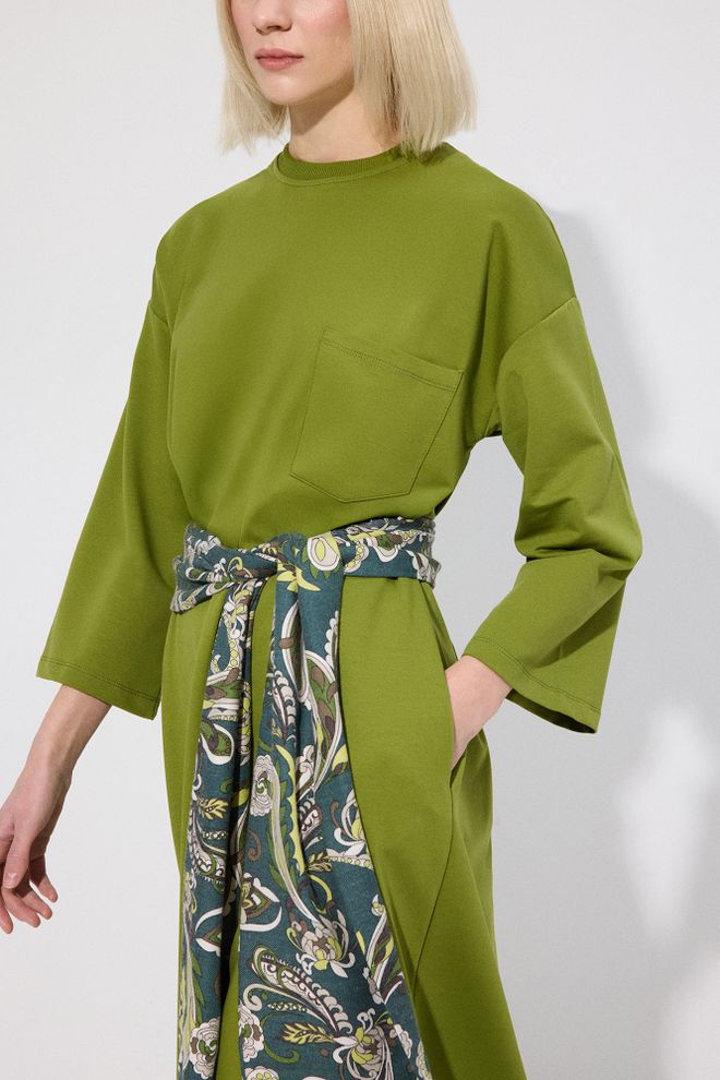 Touche Prive Green Maxi Sweater Dress With 3/4 Sleeves Wholesale Clothing Lounge