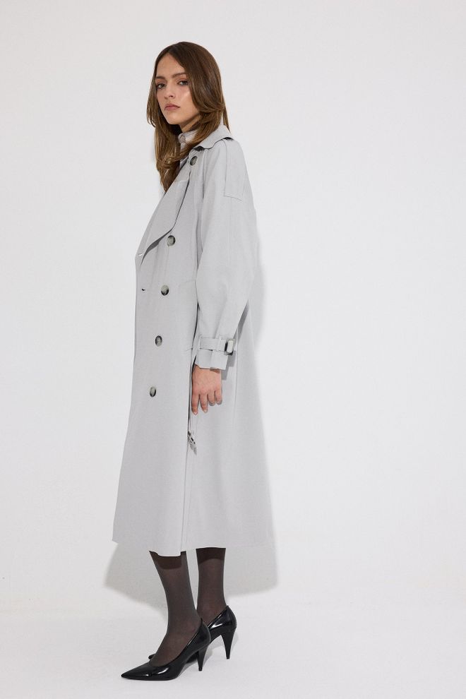 Touche Prive Grey Trenchcoat Classic Single Breasted Elegance Wholesale Clothing 5