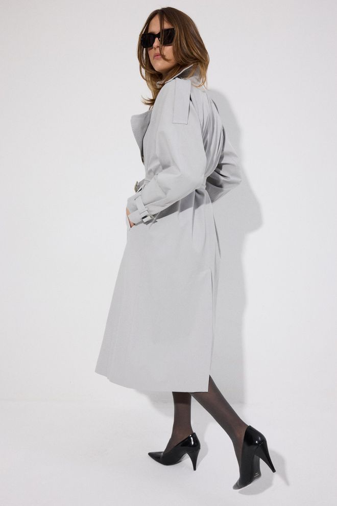 Touche Prive Grey Trenchcoat Classic Single Breasted Elegance Wholesale Clothing Work