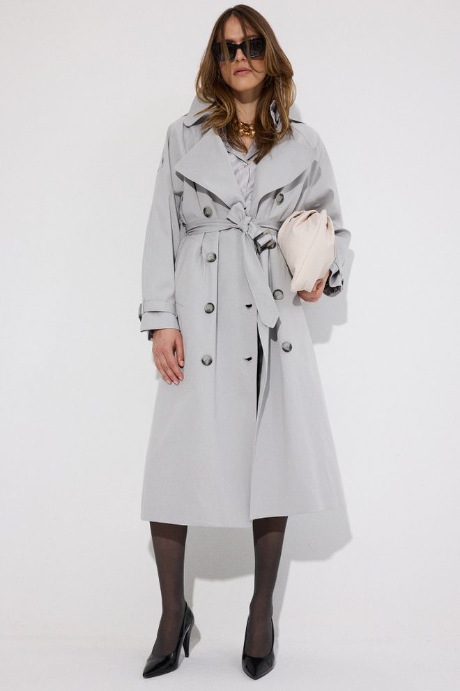 Touche Prive Grey Trenchcoat Classic Single Breasted Elegance Wholesale Clothing Casual