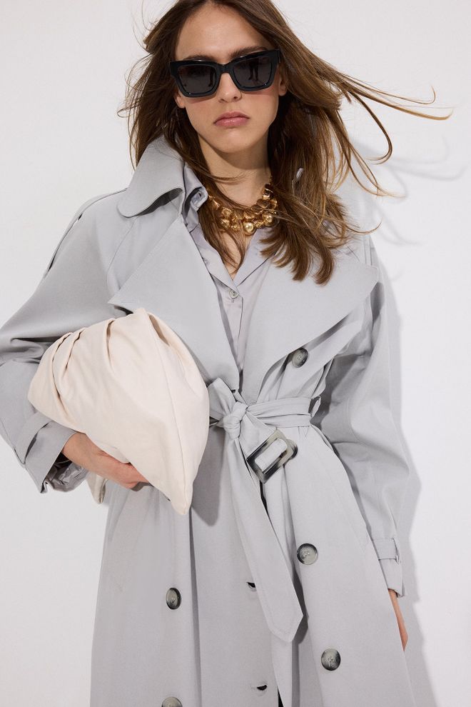 Touche Prive Grey Trenchcoat Classic Single Breasted Elegance Wholesale Clothing 1
