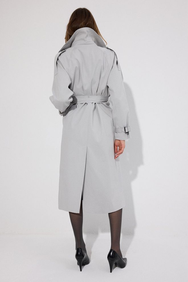 Touche Prive Grey Trenchcoat Classic Single Breasted Elegance Wholesale Clothing Cocktail