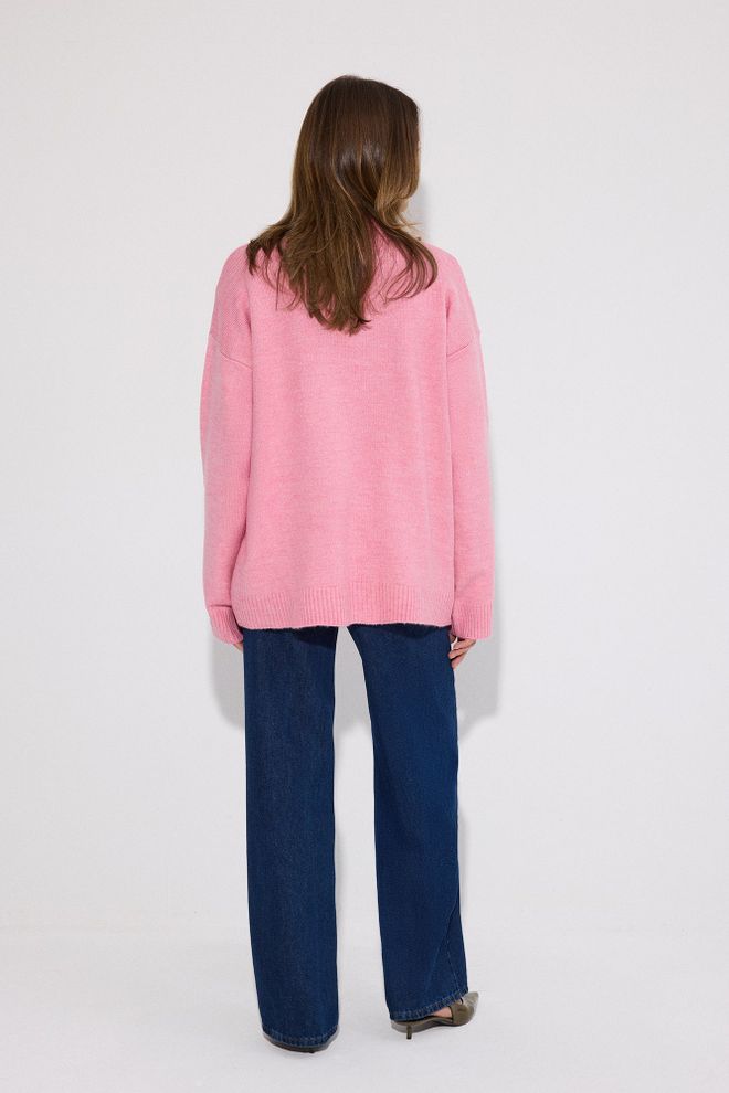 Touche Prive Pink Sweater Oversized Casual Crew Neck Wholesale Clothing Streetwear