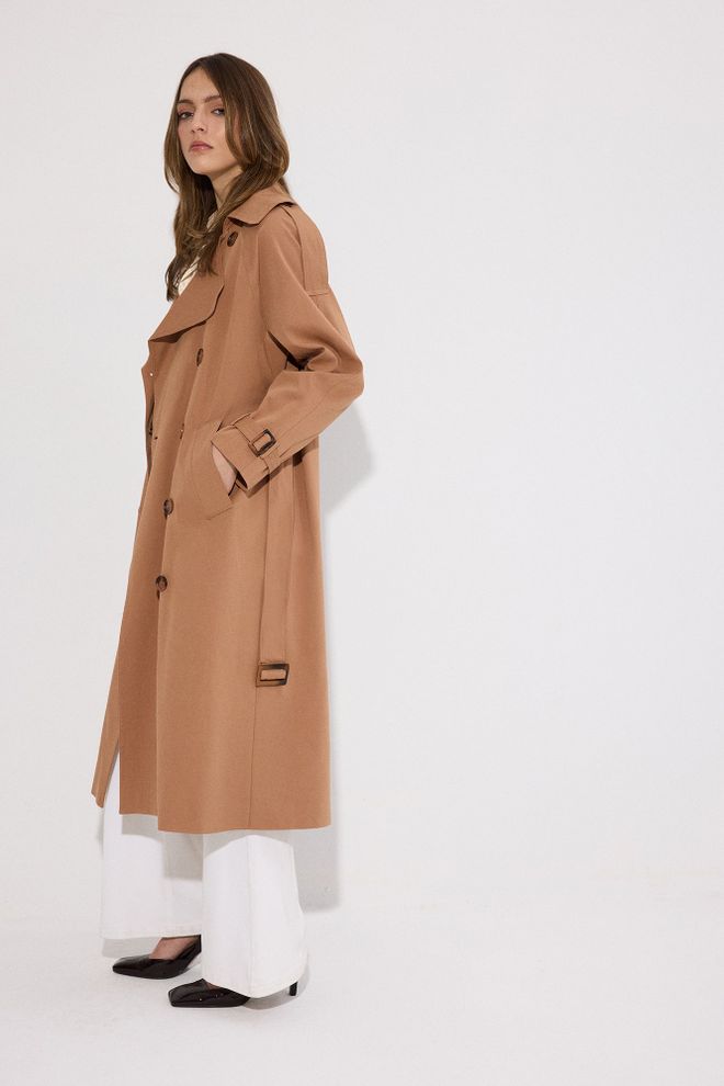 Touche Prive Brown Elegant Trenchcoat Wholesale Clothing Vintage