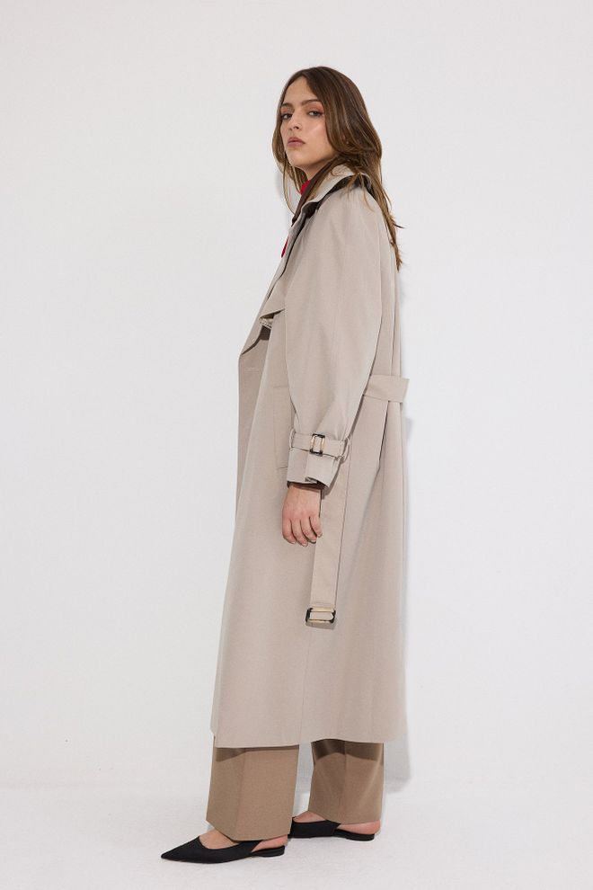 Touche Prive Beige Trenchcoat Elegant Single Breasted Wrapover Wholesale Clothing Vintage