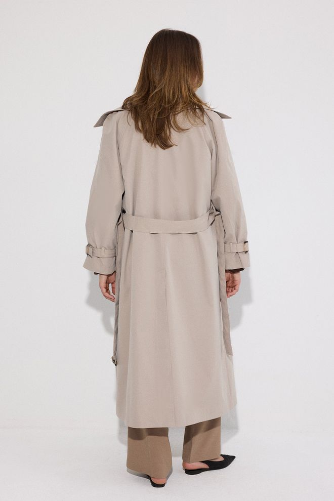 Touche Prive Beige Trenchcoat Elegant Single Breasted Wrapover Wholesale Clothing Cocktail