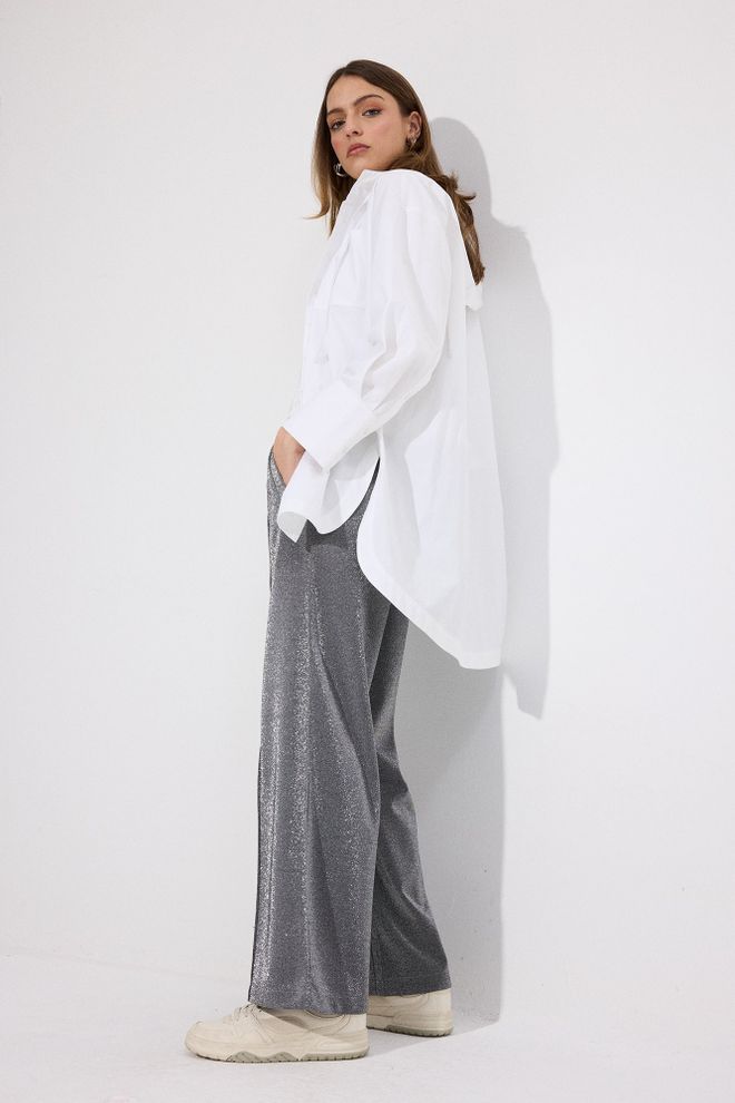 Touche Prive Pantalón Palazzo Gris Con Pierna Ancha Y Bolsillos Oblicuos Ropa al por mayor Casual