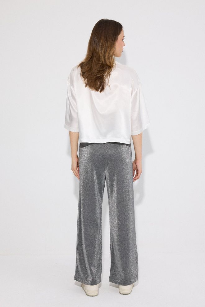 Touche Prive Grey Palazzo Pants With Wide Leg And Slant Pockets Wholesale Clothing 5
