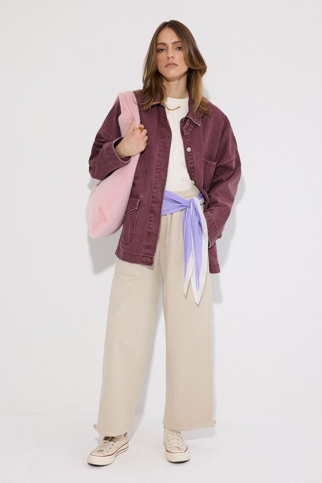 Touche Prive Beige Culottes Hose Wide Leg High Waist Cropped Großhandelskleidung Lässig