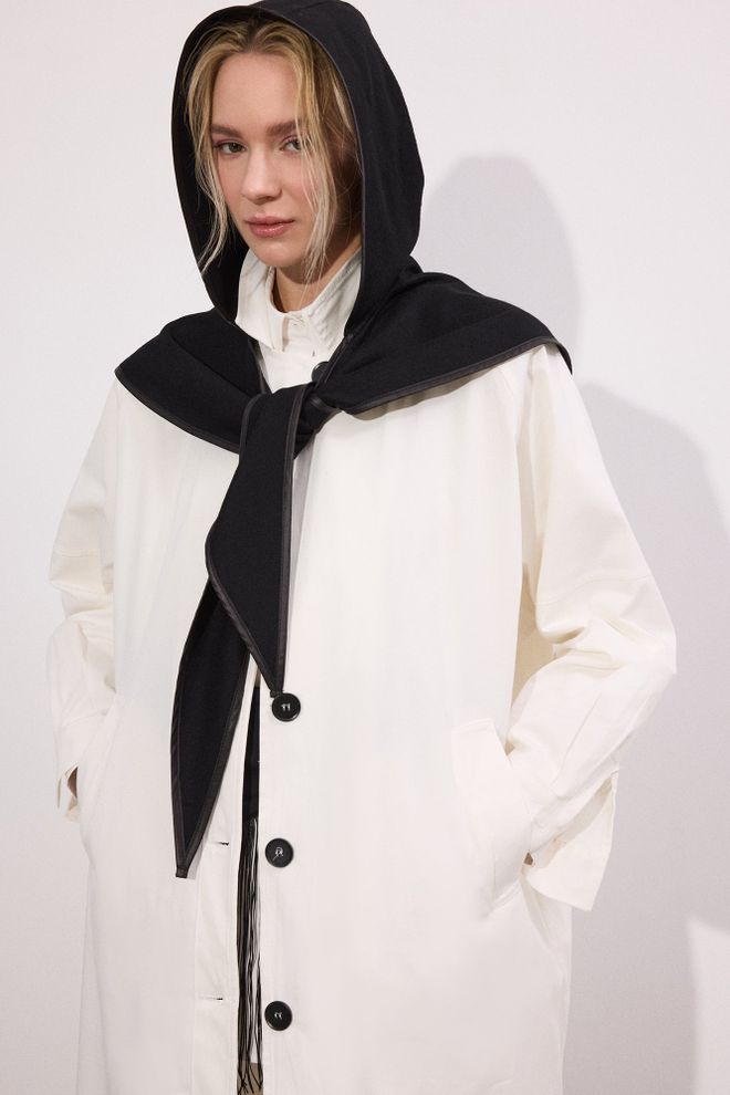 Touche Prive White Single Breasted Hooded Coat Wholesale Clothing Spring