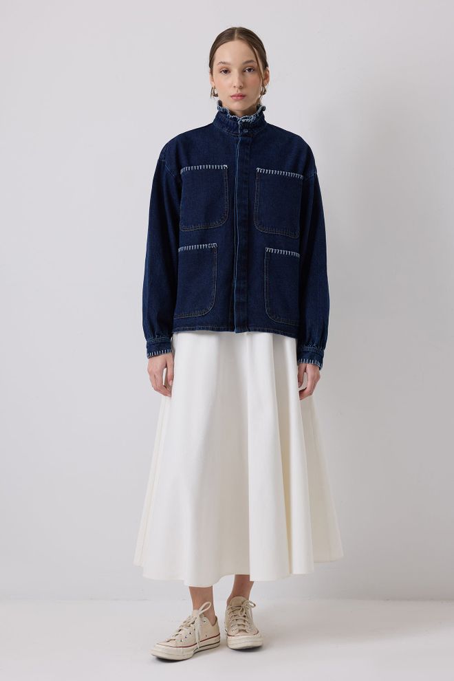 Touche Prive Chaqueta Azul Casual Vintage Camisa De Sobrecamisa Ropa al por mayor Modesto