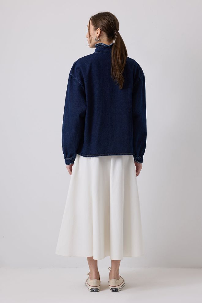 Touche Prive Blue Casual Vintage Overshirt Jacket Wholesale Clothing Casual