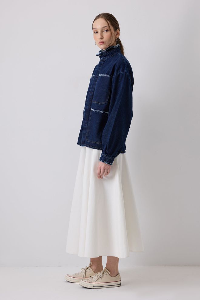 Touche Prive Blue Casual Vintage Overshirt Jacket Wholesale Clothing Spring