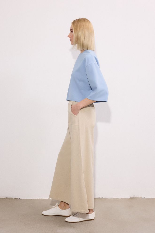 Touche Prive Beige Casual Modest Palazzo Pants Wholesale Clothing 1