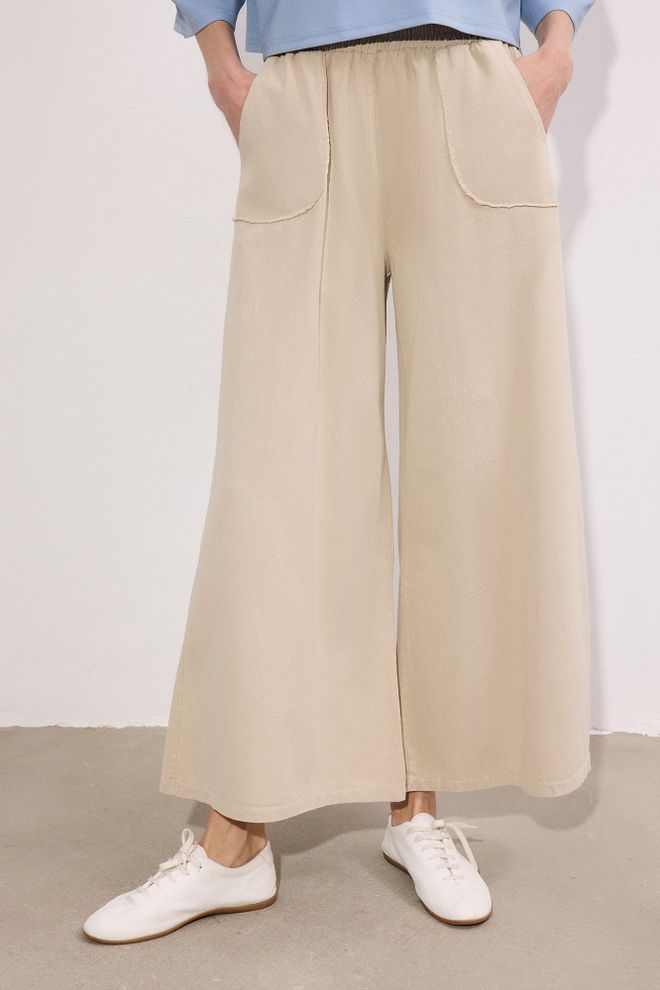 Touche Prive Beige Casual Modest Palazzo Pants Wholesale Clothing Lounge