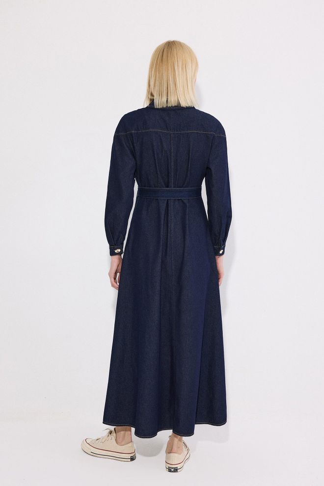 Touche Prive Mornarsko Plava Ležerna Skromna Formalna Elegantna Košulja Haljina Veleprodaja odjeće Skroman