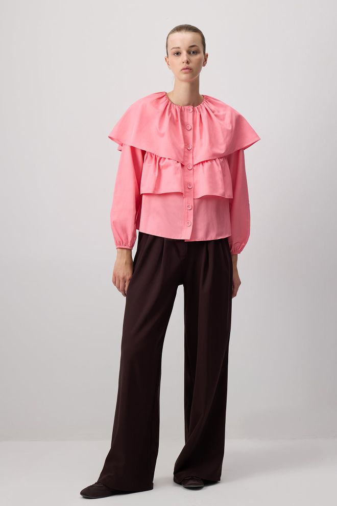 Touche Prive Pink Casual Cute Elegant Preppy Shirt Wholesale Clothing Spring