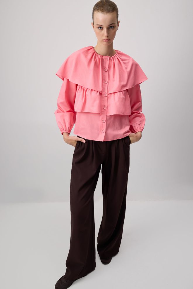 Touche Prive Pink Casual Cute Elegant Preppy Shirt Wholesale Clothing Preppy