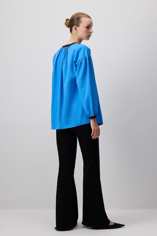 Touche Prive Blue Modest Elegant Casual Shirt Wholesale Clothing Spring