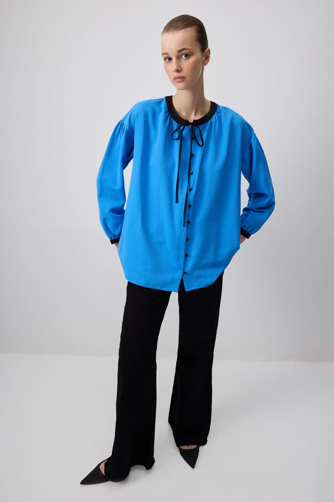 Touche Prive Blue Modest Elegant Casual Shirt Wholesale Clothing 5