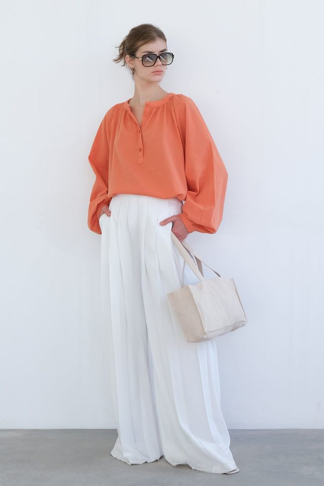 Touche Prive Orange Casual Elegant Vintage Tunic Wholesale Clothing Lounge