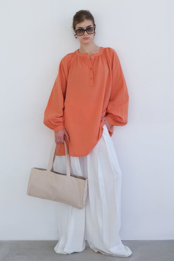 Touche Prive Túnica Naranja Casual Elegante Vintage Ropa al por mayor Modesto