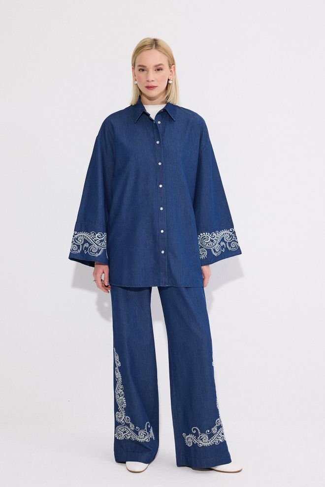 Touche Prive Blue Oversized Fit Casual Jacket Wholesale Clothing 1