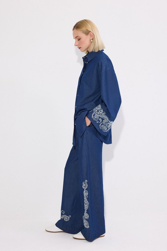 Touche Prive Blue Oversized Fit Casual Jacket Wholesale Clothing Boho