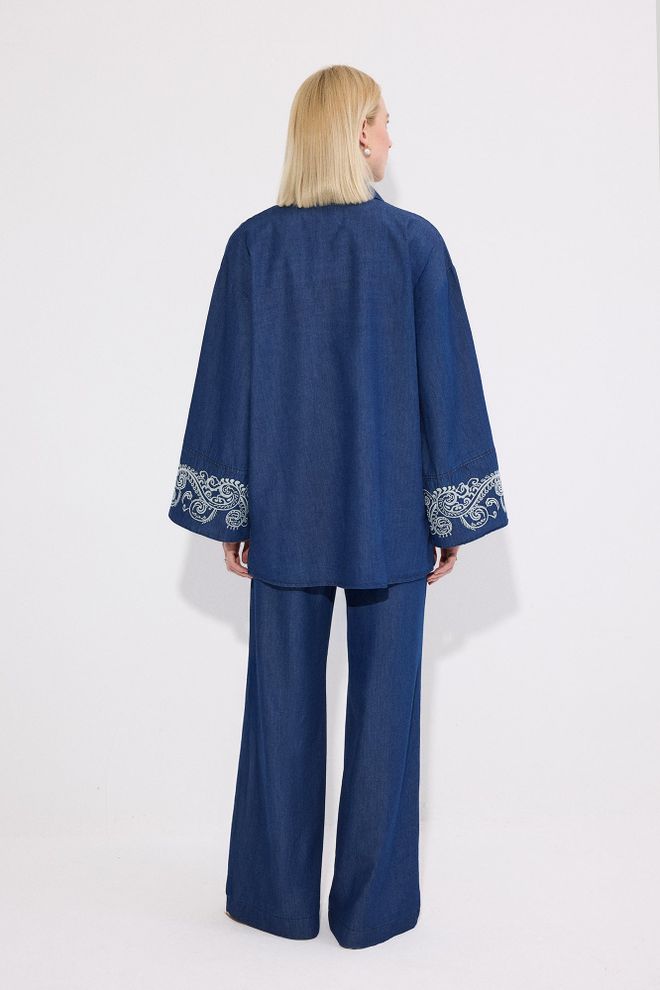 Touche Prive Blue Oversized Fit Casual Jacket Wholesale Clothing 5