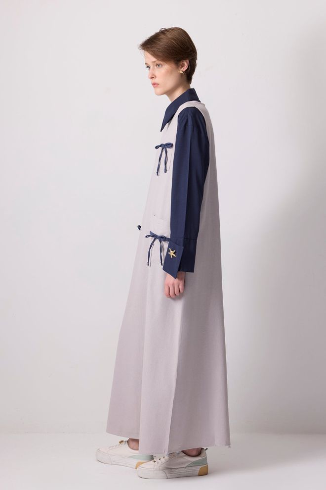 Touche Prive Elegant Beige Slip Dress With Long Sleeves Wholesale Clothing Spring