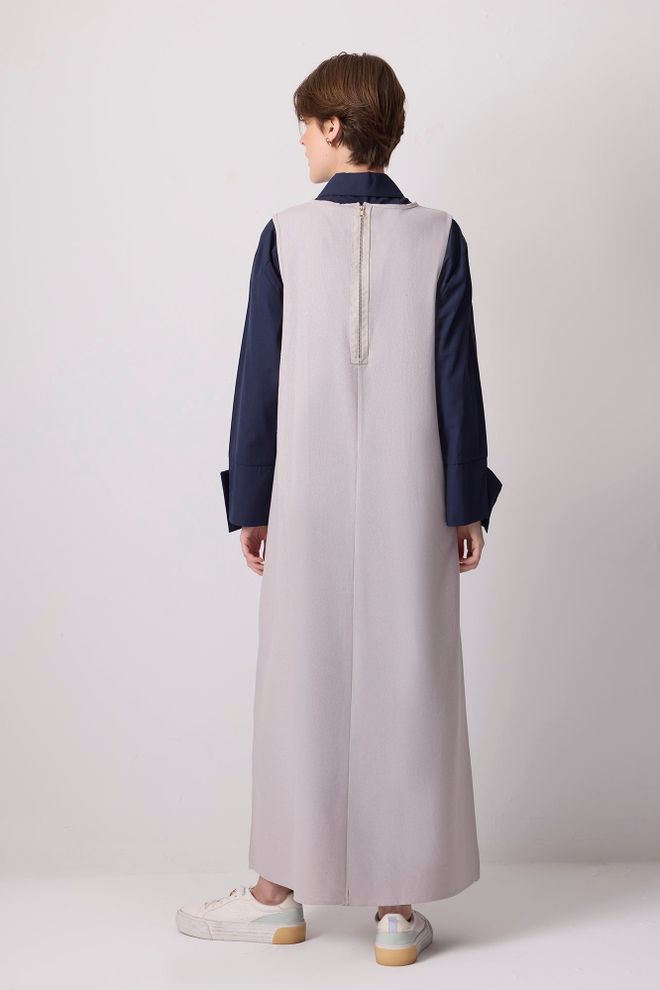 Touche Prive Elegant Beige Slip Dress With Long Sleeves Wholesale Clothing Lounge