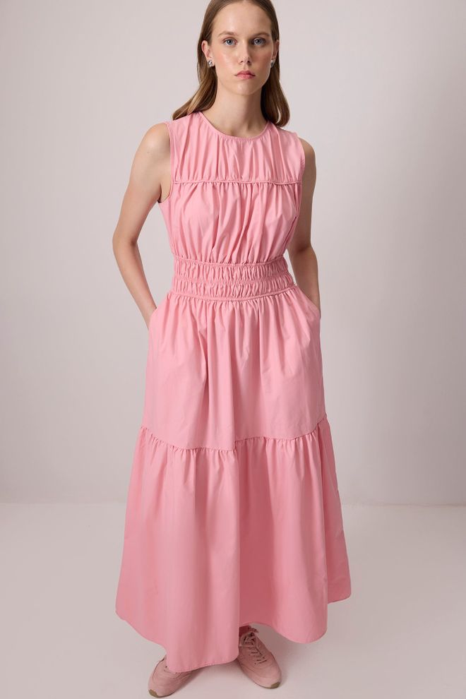 Touche Prive Pink Elegance Floor Length Smock Dress Wholesale Clothing 1