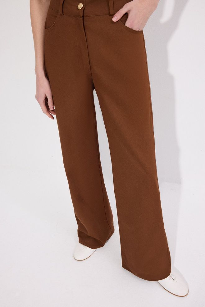 Touche Prive Brown Palazzo Pants Wholesale Clothing Spring
