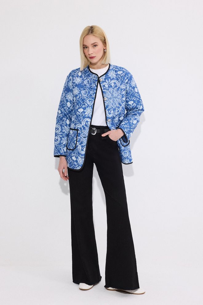 Touche Prive Blue Ethnic Casual Elegant Vintage Retro Jacket Wholesale Clothing Spring