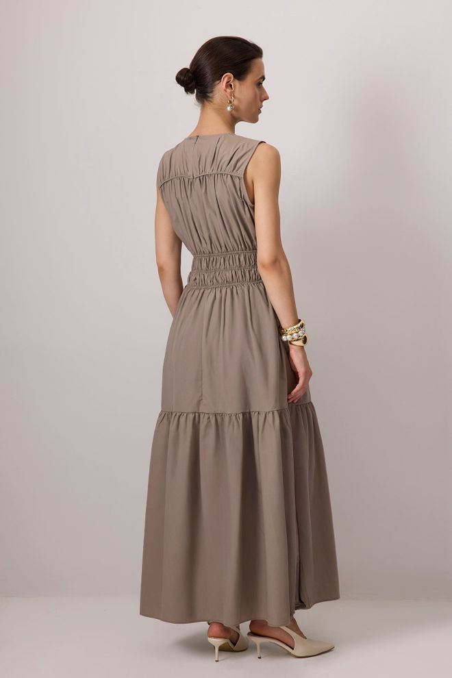 Touche Prive Khaki Sleeveless Maxi Smock Dress Wholesale Clothing Spring