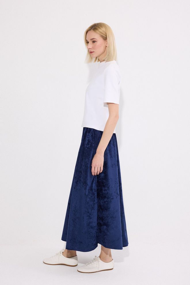 Touche Prive Falda Acampanada Maxi Azul Marino Con Cintura Alta Ropa al por mayor Modesto