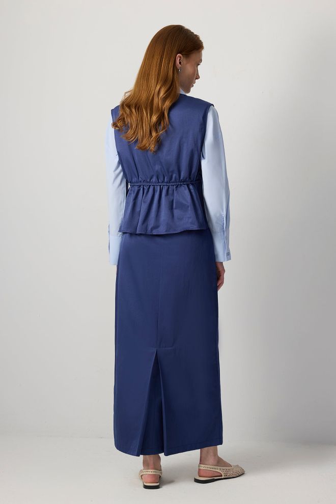 Touche Prive Navy Blue Elegant Tie Closure Vest Wholesale Clothing 1