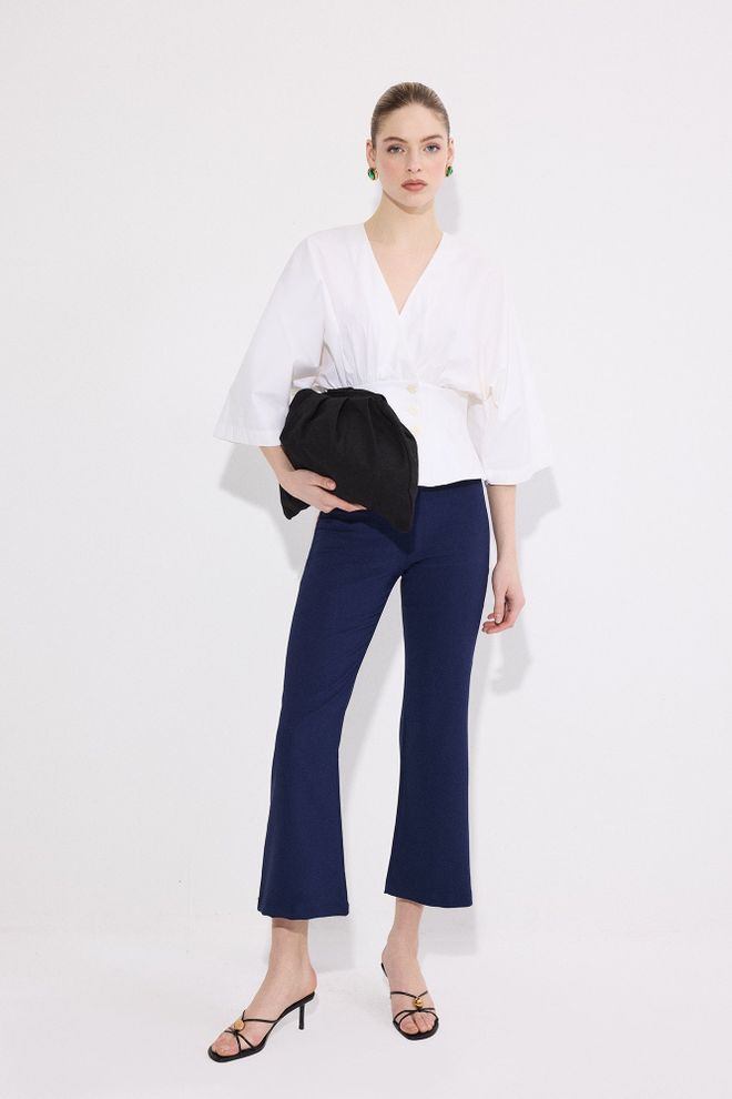 Touche Prive Pantalón Azul Marino Bootcut Pierna Acampanada Cropped Ropa al por mayor Casual