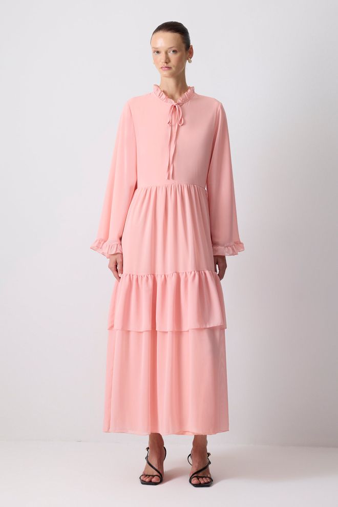 Touche Prive Elegant Pink Fit And Flare Dress Wholesale Clothing 1