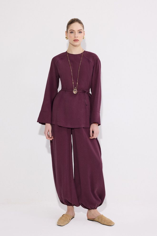 Touche Prive Conjunto Rojo Clarete Atuendo Modesto Elegante Casual Ropa al por mayor Modesto