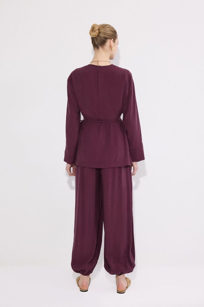 Touche Prive Conjunto Rojo Clarete Atuendo Modesto Elegante Casual Ropa al por mayor 5